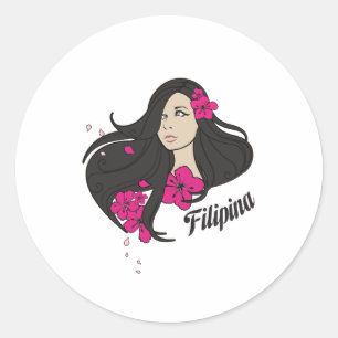 Schönes Filipina-Grafik-T-Shirt Runder Aufkleber