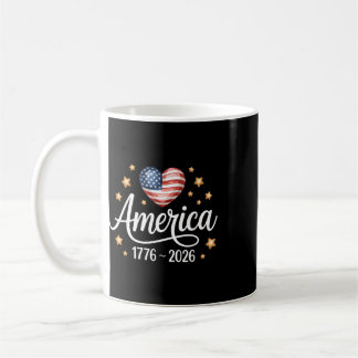 Schönes Flaggenherz 1776 2026 4. Juli 250. Geburts Kaffeetasse