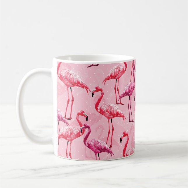 Schönes Flamingo Bird Pink Nahtloses Muster illu Kaffeetasse (Links)