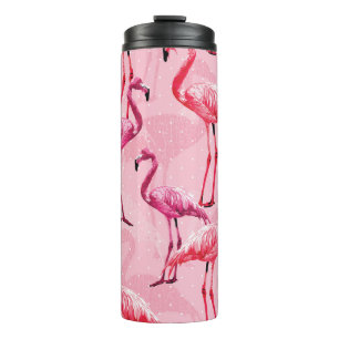 Schönes Flamingo Bird Pink Nahtloses Muster illu Thermosbecher