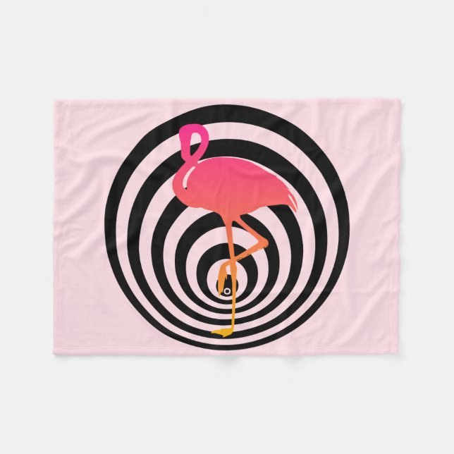 Schönes Flamingo in Kreisen Fleecedecke (Vorderseite (Horizontal))