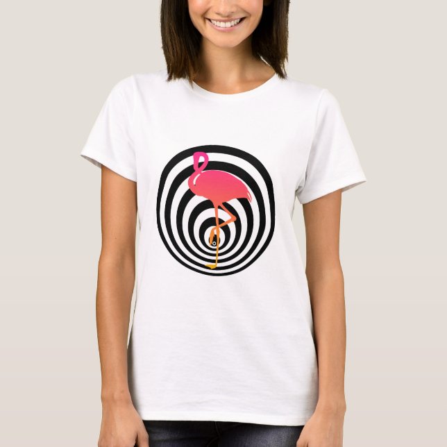 Schönes Flamingo in Kreisen T-Shirt (Vorderseite)