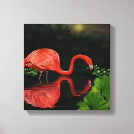 Schönes Flamingo in Pond Wrapped Canvas Leinwanddruck