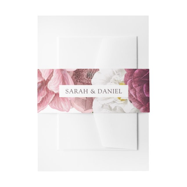 Schönes floral Burgundy Wedding Personalisiert Einladungsbanderole (Vorderseite Beispiel)