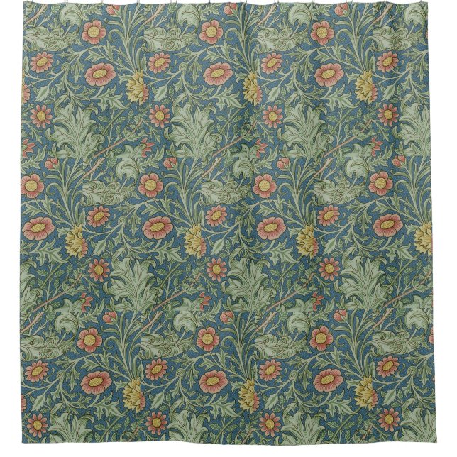 Schönes florales Muster William Morris Grün Pink Duschvorhang (Vorderseite)