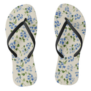 Schönes florales nahtloses Muster Vergissmeinnicht Flip Flops