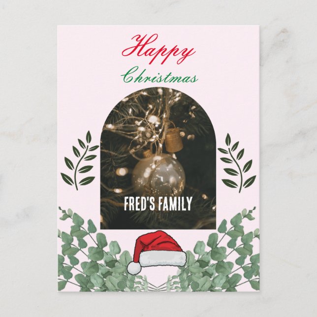 Schönes Foliage Bogen Foto fröhlich Weihnachten pi Postkarte (Vorderseite)