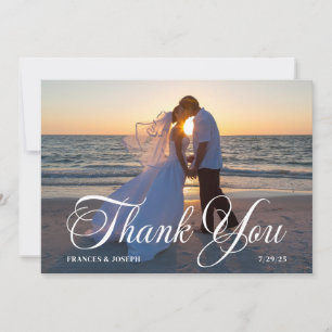 Schönes Forma Script Wedding Foto Dankeskarte