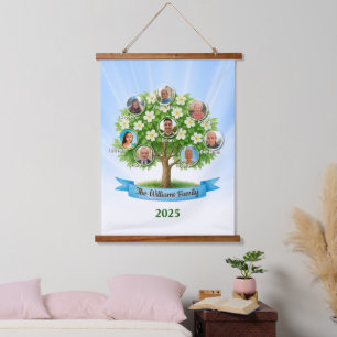 schönes Foto der Familie Tree Wandteppich Mit Holzrahmen