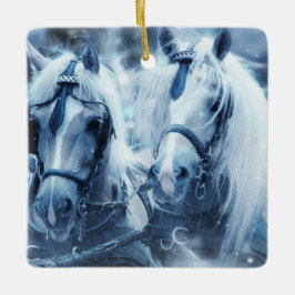 Schönes Foto für Pferde im Winter Keramikornament