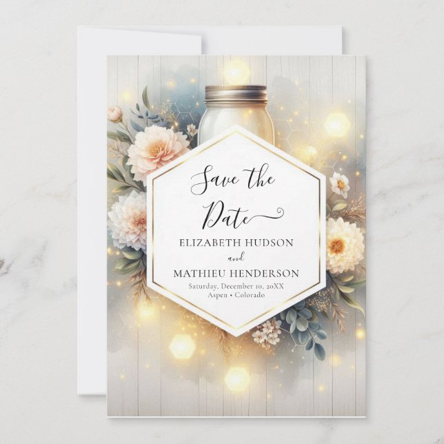 Schönes Foto Mason Jar Wedding Save The Date (Vorderseite)