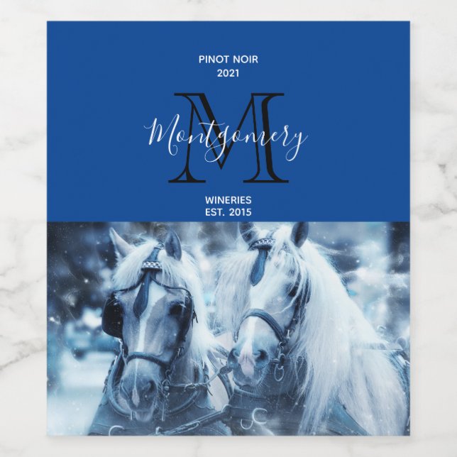 Schönes Foto Reiten Weinetikett (Einzelnes Label)