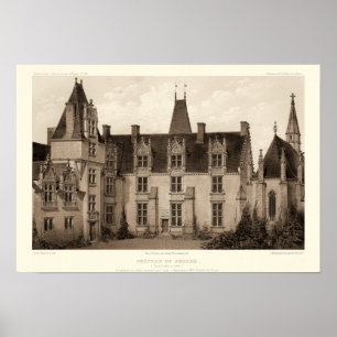 Schönes französisches Chateau in den Sepia-Tönen Poster