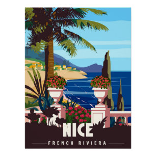 Schönes französisches Riviera-Retro-Plakat Poster