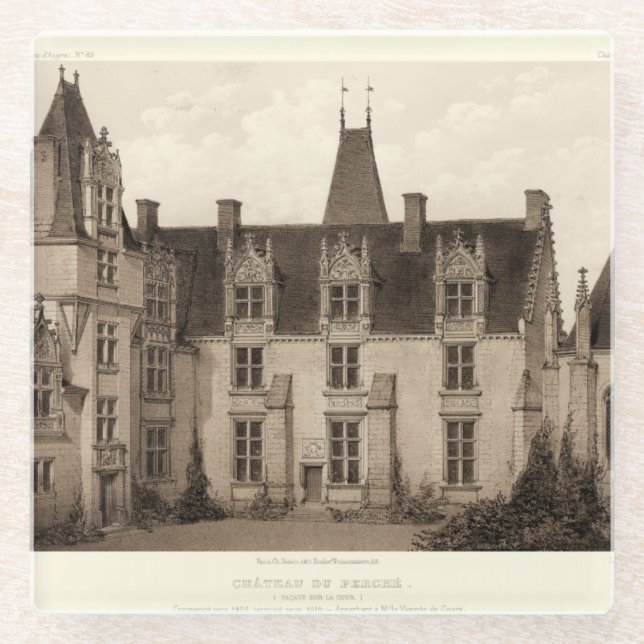 Schönes französisches Schloss in Sepia Tones Glasuntersetzer (Vorderseite)