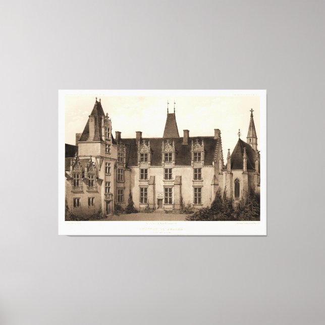 Schönes französisches Schloss in Sepia Tones Leinwanddruck (Vorderseite)