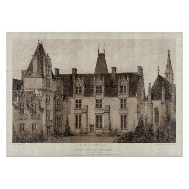 Schönes französisches Schloss in Sepia Tones Schneidebrett (Vorderseite)