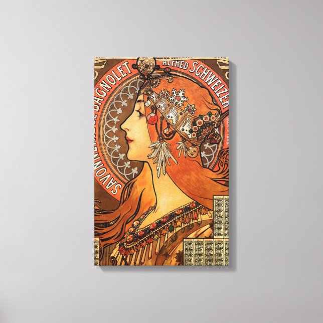 Schönes Frauenprofil - Mucha Leinwanddruck (Vorderseite)
