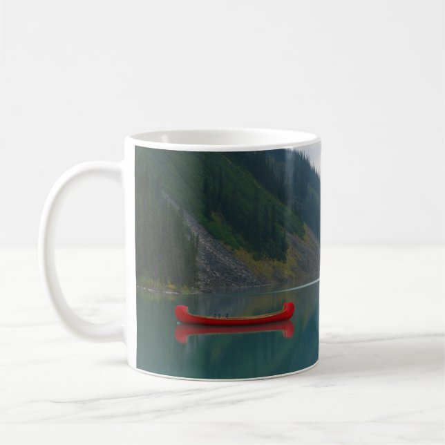 Schönes Friedlicher See Red Canoe Boat Kaffeetasse (Links)