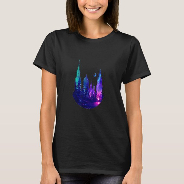 Schönes Galaxy-Holzschloss T-Shirt (Vorderseite)