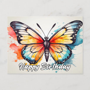 Schönes Geburtstagsbild Bunter Schmetterling Postkarte