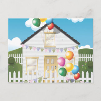 Schönes Geburtstagshaus mit Baloons Postkarte
