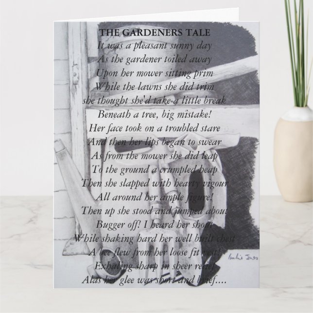 Schönes Gedicht und Stillleben Gartenwerkzeuge Kun Karte (Vorderseite)