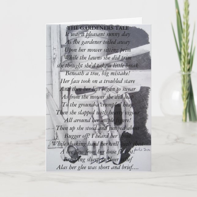 Schönes Gedicht und Stillleben Gartenwerkzeuge Kun Karte (Vorderseite)