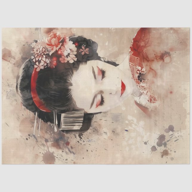 Schönes Geisha Portrait Seidenpapier (Vorderseite)