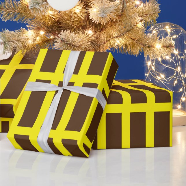 Schönes, gelb-braun-Rechtecke-Wrapping-Papier Geschenkpapier (Feiertage)