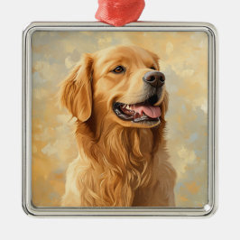 SCHÖNES GELBEN GOLDEN RETRIEVENT HUND ORNAMENT AUS METALL