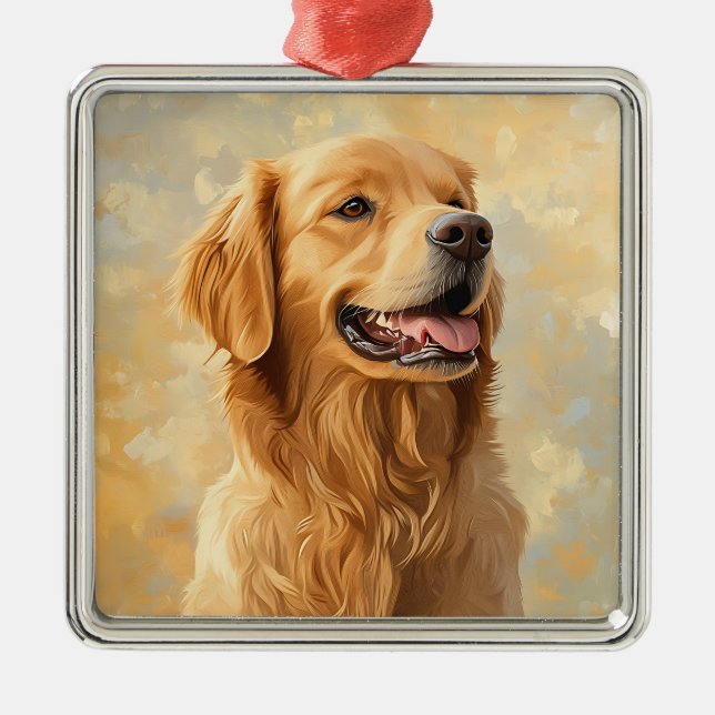 SCHÖNES GELBEN GOLDEN RETRIEVENT HUND ORNAMENT AUS METALL (Vorne)