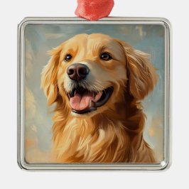 SCHÖNES GELBEN GOLDEN RETRIEVENT HUND ORNAMENT AUS METALL