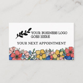 Schönes gelbes blaues Korallen-Blumenlogo Terminkarte