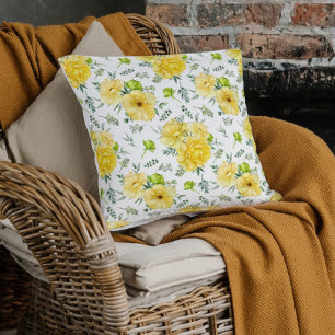 Schönes gelbes Roses Bouquet Throw Kissen