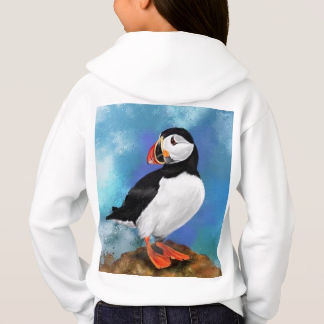 Schönes Gemälde von Puffin Bird Migning - Hoodie (Rückseite)