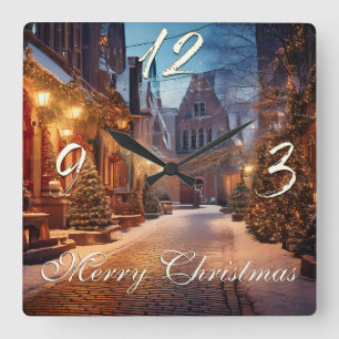 Schönes gemütliches Weihnachtsmotiv in träumerisch Quadratische Wanduhr