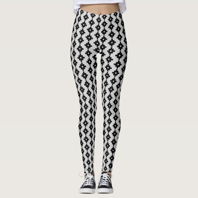 Schönes geometrisches Muster auf hellgrau Leggings (Vorderseite)