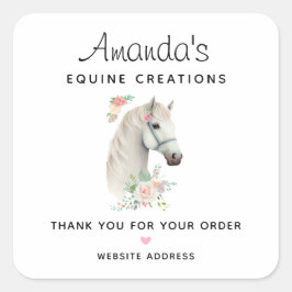 Schönes Geschäft mit dem Weißen Pferd Boho Quadratischer Aufkleber