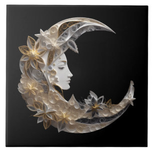 Schönes Gesicht auf dem Mond Fliese