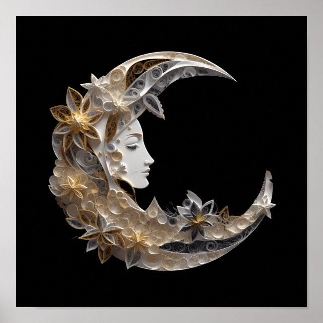 Schönes Gesicht auf dem Mond Poster (Vorne)