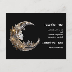 Schönes Gesicht auf der Mondhochzeit Ankündigungspostkarte
