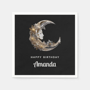 Schönes Gesicht im Mond zum Geburtstag Serviette