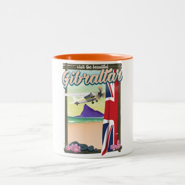 Schönes Gibraltar Reiseplakat Zweifarbige Tasse (Mittel)