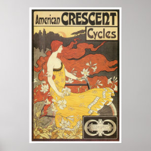 Schönes Girl and Vintag Bicycle Poster