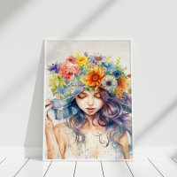 Schönes Girl-Portrait mit Blume im Kopf