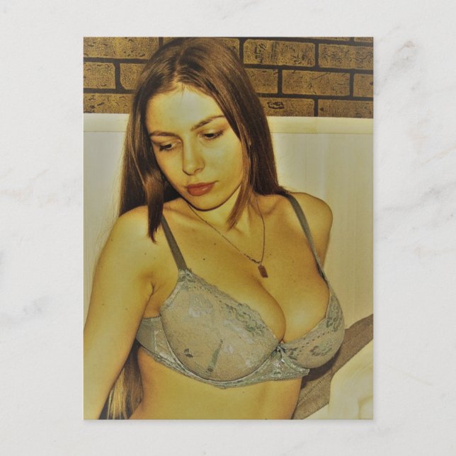 Schönes Girl Vintages Foto Postkarte (Vorderseite)