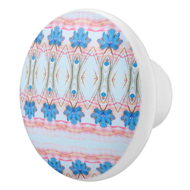 Schönes, glänzendes Kabinett in Blues und Rosa Keramikknauf (Rechts)