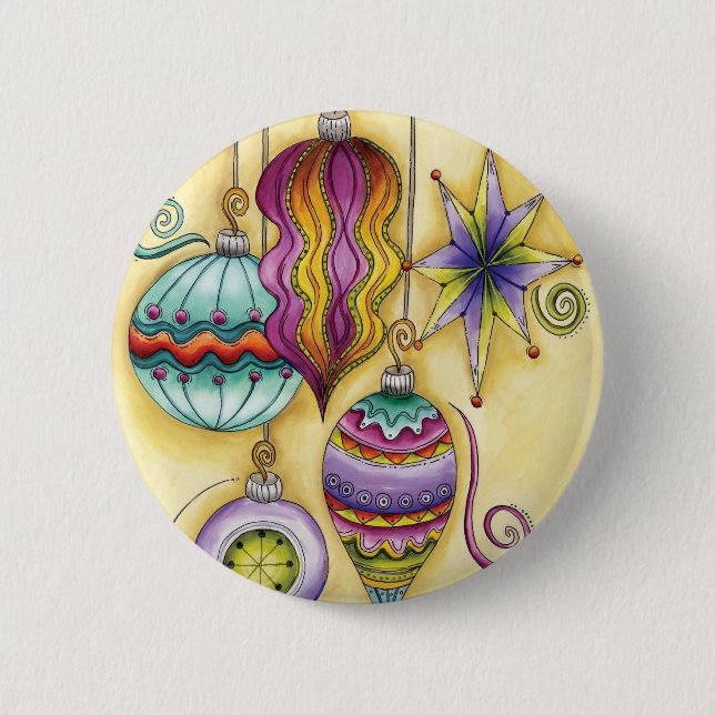 Schönes Glas farbenfrohe Weihnachtsschmuck Button (Vorderseite)