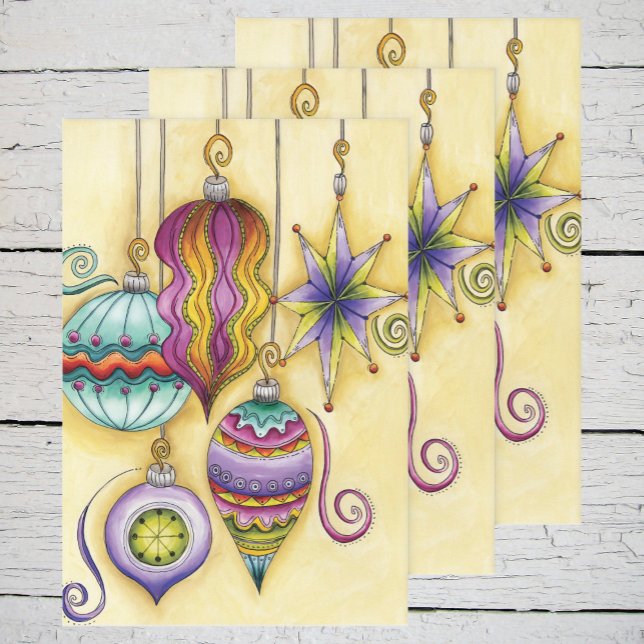 Schönes Glas farbenfrohe Weihnachtsschmuck Geschenkpapier Set (Von Creator hochgeladen)